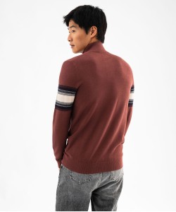 Pull en coton côtelé avec col camionneur homme